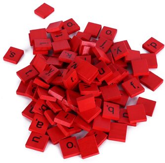 100 stks/set Leren Speelgoed Spacer Hout Kralen Kubus Alfabet Letter Armband Sieraden Maken DIY Set rood