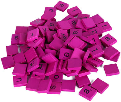 100 stks/set Leren Speelgoed Spacer Hout Kralen Kubus Alfabet Letter Armband Sieraden Maken DIY Set roos rood