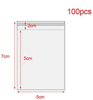 100 Stks/set Self-Seal Plastic Bags Clear Plastic Poly Bag Food Storage Pakket Opp Zelfklevende Zakken Rechthoek Vacuüm verse Zak 7x5cm