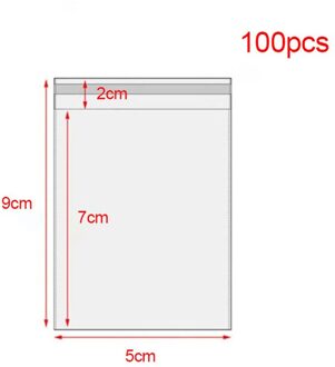 100 Stks/set Self-Seal Plastic Bags Clear Plastic Poly Bag Food Storage Pakket Opp Zelfklevende Zakken Rechthoek Vacuüm verse Zak 9x5cm