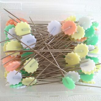 100 Stks/set Vlinder Bloem Nietstiften Patchwork Pinnen Naalden Naaien Pin Met Plastic Doos Handwerk Craft Tool Naaien Accessoires licht bloem