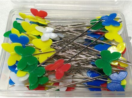 100 Stks/set Vlinder Bloem Nietstiften Patchwork Pinnen Naalden Naaien Pin Met Plastic Doos Handwerk Craft Tool Naaien Accessoires