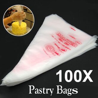 100 STKS Wegwerp Pastry Tassen Plastic Dwingen Piping Nozzle Cake Icing Decoratie Keuken Bakken Gereedschap Kleine Maat S
