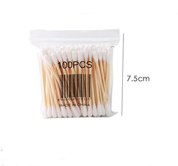 100 Stks/zak Dubbele Hoofd Wegwerp Make Wattenstaafje Zachte Wattenstaafjes Voor Wood Sticks Neus Oren Cleaning Tools Cotonete