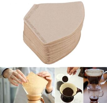 100 Stks/zak "V" Vormige Koffie Papieren Filter Voor Koffie Houten Hand-Gegoten Koffie Filter Druppelen papier Keuken Accessoires
