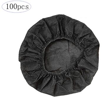100 Stks/zak Wegwerp Hoofdtelefoon Cover Geweven Oorbeschermer Kussen 10-12 Cm Headset zwart