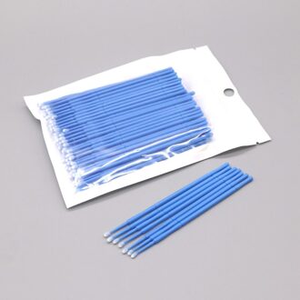100 Stks/zak Wegwerp Kleurrijke Wattenstaafjes Micro Borstels Wimpers Extension Reinigingsspatel Cosmetische Makeup Tools blauw