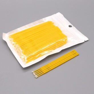 100 Stks/zak Wegwerp Kleurrijke Wattenstaafjes Micro Borstels Wimpers Extension Reinigingsspatel Cosmetische Makeup Tools geel
