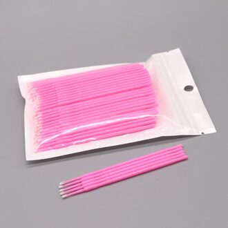 100 Stks/zak Wegwerp Kleurrijke Wattenstaafjes Micro Borstels Wimpers Extension Reinigingsspatel Cosmetische Makeup Tools roze