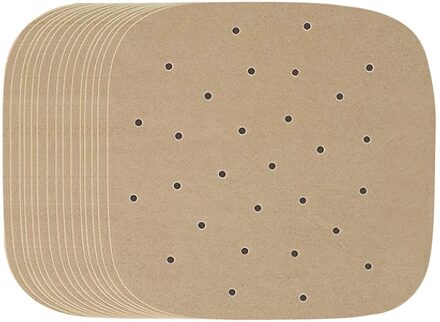 100 Stomen Mand Mat Air Friteuse Stoomboot Liners Premium Geperforeerde Houtpulp Papers Non-stick Bakken Koken Gereedschap Accessoires Bruin