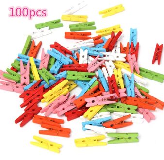 100 Stuks 2.5Cm Mini Houten Craft Pinnen Kleding Papier Foto Opknoping Voorjaar Clips Voor Bericht Kaarten