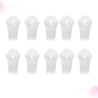 100 Stuks 360Ml Wegwerp Clear Cups Met Een Gat Dome Deksels Voor Thee Fruit Thee Met Covers zoals getoond 1