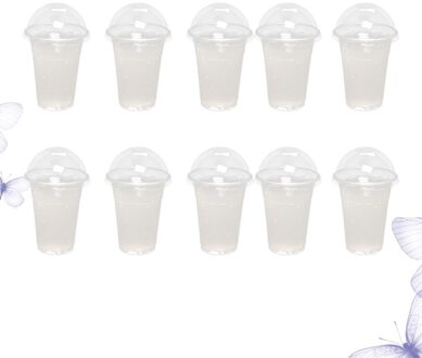 100 Stuks 360Ml Wegwerp Clear Cups Met Een Gat Dome Deksels Voor Thee Fruit Thee Met Covers zoals getoond