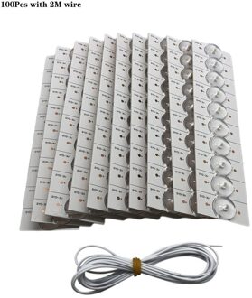 100 Stuks 3V Smd Lamp Kralen Met Optische Lens Fliter Voor 32-65 Inch Led Tv Reparatie Met 2M Draad Led Light Strip Onderdelen Accessoires 100stk