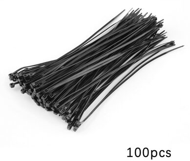 100 Stuks 3X200Mm Black Nylon Plastic Kabelbinders Zip Organiser Fasten Wire Wrap Cord Strap Pack