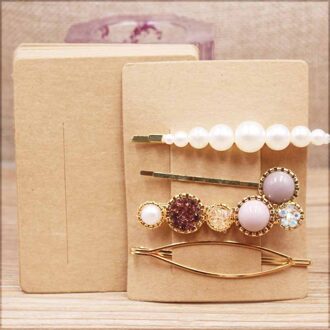 100 Stuks 7*9Cm Wit/Kraft/Zwart Diy Lege Haar Clip Display Card Vrouwen Barrette Producten pakket Kaart