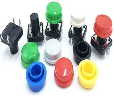 100 Stuks A105 Ronde Keycap Binnendiameter 6 Mm Diameter 13 Mm Totale Hoogte 7.4 Mm Geschikt Voor 12*12 Ronde Hoofd Schakelaar Blauw