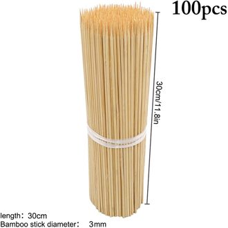 100 Stuks Bamboe Spiesjes Natuurlijke Wegwerp Spies Sticks Kebab Spiesjes Voor Grill Bamboe Vlees Tool Wegwerp Lange Stokken D