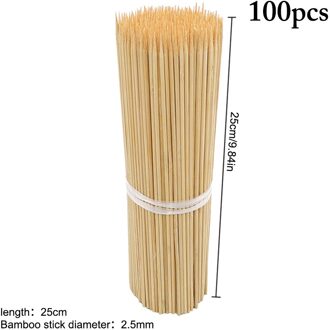 100 Stuks Bamboe Spiesjes Natuurlijke Wegwerp Spies Sticks Kebab Spiesjes Voor Grill Bamboe Vlees Tool Wegwerp Lange Stokken