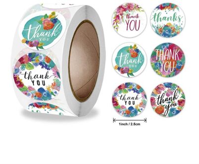 100 Stuks Dank U Stickers Labels Aquarel Bloemen Papier Sticky Sticker Decoratie Plakboek Afdichting Kantoorbenodigdheden