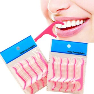 100 Stuks Dental Floss Interdentale Borstel Tanden Stick Tandenstokers Tand Draad Floss Pick Plastic Tand Picks