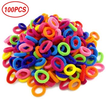 100 Stuks Elastische Haar Touw Band Candy Kleur Naadloze Hoge Elastische Hair Ties Band Rope Paardenstaart Katoen Blends Accessoires TXTB1