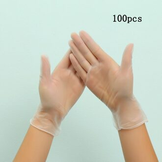 100 Stuks Food Grade Wegwerp Vinyl Handschoenen Anti-Statische Pvc Handschoenen Voor Voedsel Schoonmaken Koken Restaurant Keuken Maat S/M/L/Xl geel / M