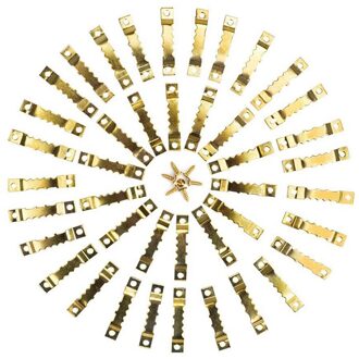 100 Stuks Fotolijst Opknoping Zaagtand Hangers Kits Dubbele Gat 200 Hoofd Schroeven Wandmontage Golden