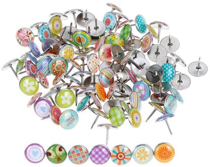 100 Stuks Fruit Bloemen Gekleurde Metalen Push Pins Diverse Papier Kaart Kurk Boord Bedekte Vaststelling Punaise Pin Kantoor Schoolbenodigdheden