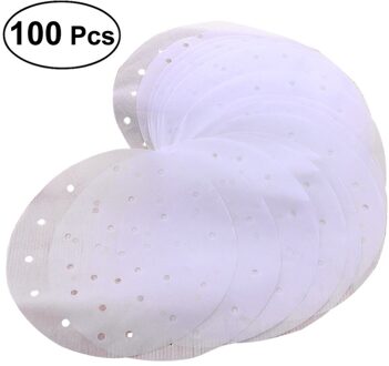 100 Stuks Geperforeerde Perkament Ronde Steamer Papier Liners Geschikt Voor Lucht Friteuse Koken Stomen Mand Groenten Dim Sum Rijst Di