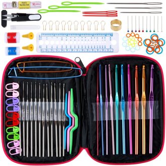 100 stuks Haaknaalden Set Volledige Set Breinaalden Haak Knit Gauge Schaar Stitch Houders DIY Naaien Naalden Kit met Zak