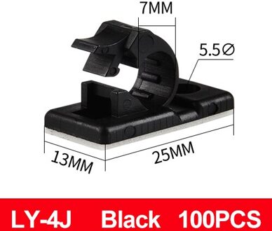 100 Stuks Kabel Lijn Clip Clamp Kleverige Zelfklevende Muur Snap Type Plastic Base Vaste Draad Management Verstelbare LY-4J