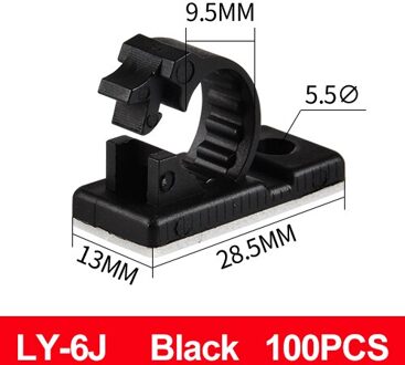 100 Stuks Kabel Lijn Clip Clamp Kleverige Zelfklevende Muur Snap Type Plastic Base Vaste Draad Management Verstelbare LY-6J