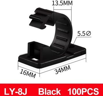 100 Stuks Kabel Lijn Clip Clamp Kleverige Zelfklevende Muur Snap Type Plastic Base Vaste Draad Management Verstelbare LY-8J