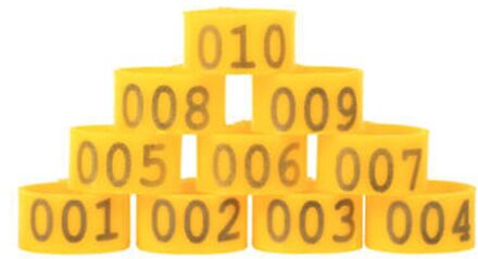 100 Stuks Kip Been Bands 1.6Cm Kip Gevogelte Ringen Duif Ganzen Kwartel Vogel Ring Carry Gereedschap Voeden Logo 5 kleuren geel