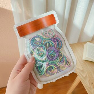 100 Stuks Leuke Candy Kleur Rubberen Band Voor Vrouwen Meisje Kinderen Haar Ring Zwart Kleurrijke 2