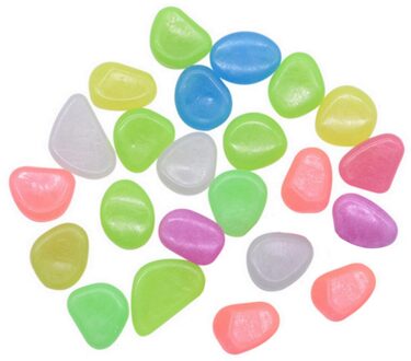 100 Stuks Lichtgevende Geplaveide Stenen Mix Kleur Glow In The Dark Pebbles Rocks Outdoor Loopbruggen Tuinieren Aquarium Landschapsarchitectuur Decor veelkleurig