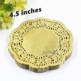 (100 Stuks/pak) 4.5 Inches Hoge Thermostabiliteit Gouden Ronde Vorm Paper Lace Kleedjes Placemat Voor Keuken Tafel Accessoires