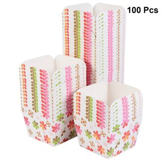 100 Stuks Paper Cupcake Cups Vierkante Wegwerp Cake Cup Hittebestendig Dessert Bowls Mini Cake Box Feestartikelen (blauwe Stip) geassorteerd kleur 1