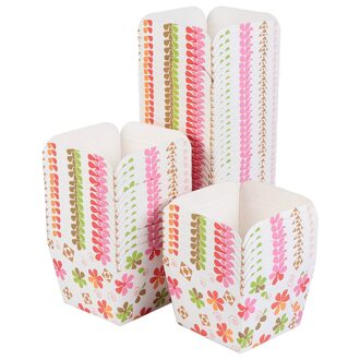100 Stuks Paper Cupcake Cups Vierkante Wegwerp Cake Cup Hittebestendig Dessert Bowls Mini Cake Box Feestartikelen (blauwe Stip) geassorteerd kleur 1