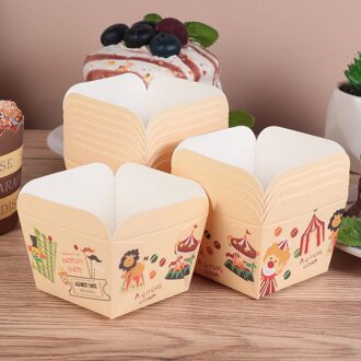 100 Stuks Paper Cupcake Cups Vierkante Wegwerp Cake Cup Hittebestendig Dessert Bowls Mini Cake Box Feestartikelen (blauwe Stip) geassorteerd kleur