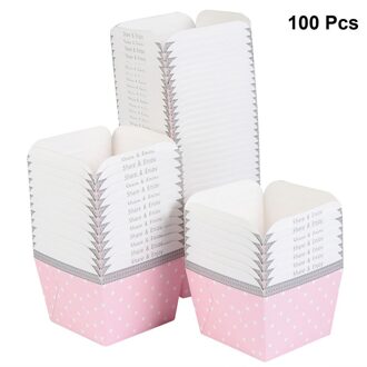 100 Stuks Paper Cupcake Cups Vierkante Wegwerp Cake Cup Hittebestendig Dessert Bowls Mini Cake Box Feestartikelen (blauwe Stip) roze