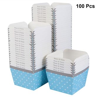100 Stuks Paper Cupcake Cups Vierkante Wegwerp Cake Cup Hittebestendig Dessert Bowls Mini Cake Box Feestartikelen (blauwe Stip)