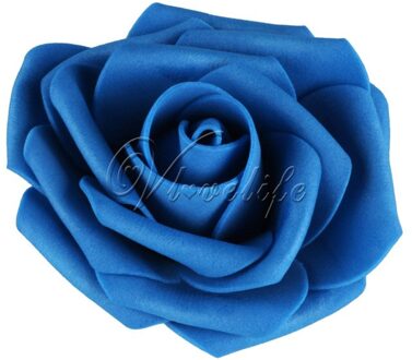 100 Stuks Pe Foam Rose Bloem Hoofd 7Cm Kunstmatige Rose Bloemen Boeket Handgemaakte Bruiloft Woondecoratie Feestelijke & Party plakboek koninklijk blauw