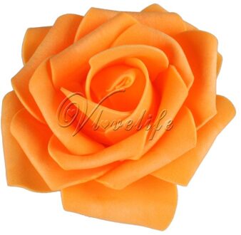 100 Stuks Pe Foam Rose Bloem Hoofd 7Cm Kunstmatige Rose Bloemen Boeket Handgemaakte Bruiloft Woondecoratie Feestelijke & Party plakboek oranje