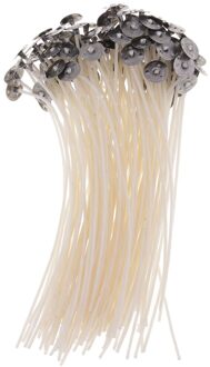 100 Stuks Pre Waxed Pre-Tabbladen Katoen Kaars Wieken Voor Kaars Maken Theelichtje Kaars Met Onderhouder Tabs 10/12/15Cm 10cm