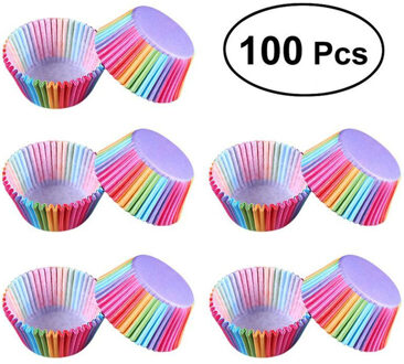 100 Stuks Regenboog Papier Doos Cake Cupcake Liner Bakken Muffins Geval Cup Party Tray Cakevorm Decoreren Gereedschappen Cupcake Gevallen