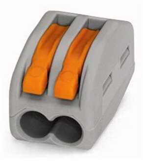 100 Stuks verbindingsklem 2-voudig 2,5mm² met hendels Grijs