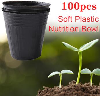 100 Stuks Verschillende Maten Bloem Plant Pot Plastic Kwekerij Bloempot Zaailingen Planter Containers Set Bottom Hollow Kwekerij Pot Gar 9x9cm(100stk)