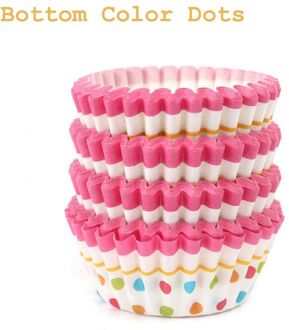 100 Stuks Vetvrij Cupcake Bakken Muffin Papier Doos Cup Case Ronde Bruiloft Cupcake Liner Bakken Cup bodem kleur dots